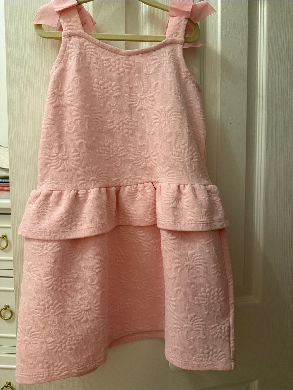 Janie and Jack Light Pink Embossed Ruffle-Trim Dress